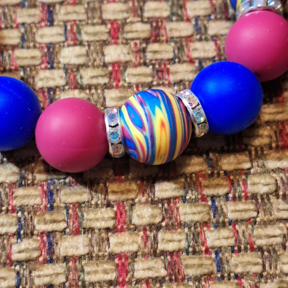 Handcrafted Homemade Artisan Silicone Bead Keychain Bracelet Wristlet